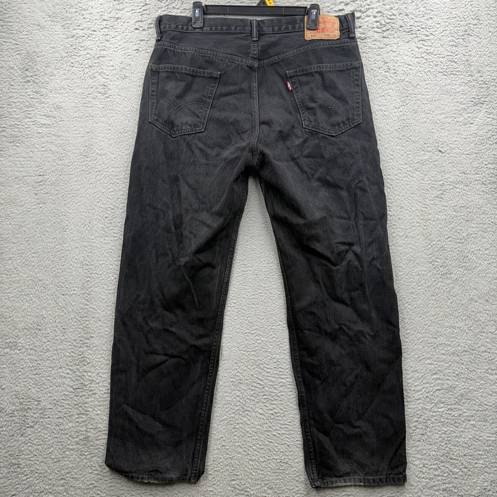 Vintage Levi's 550 Jeans Mens 36x32 Relaxed Fit Faded Black Taper Dark Wide